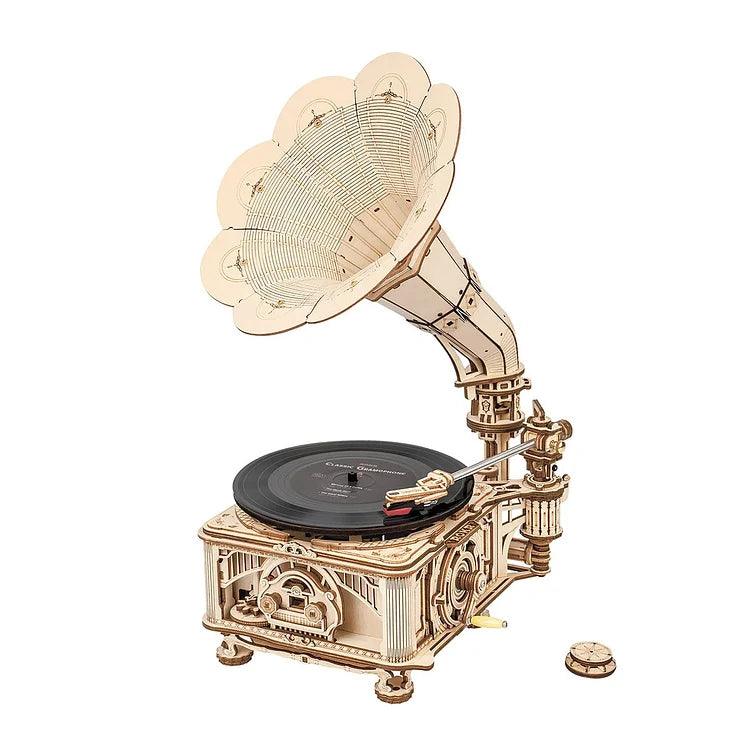 Hand Crank Classic Gramophone Wooden Puzzle Model - PuzelCraft